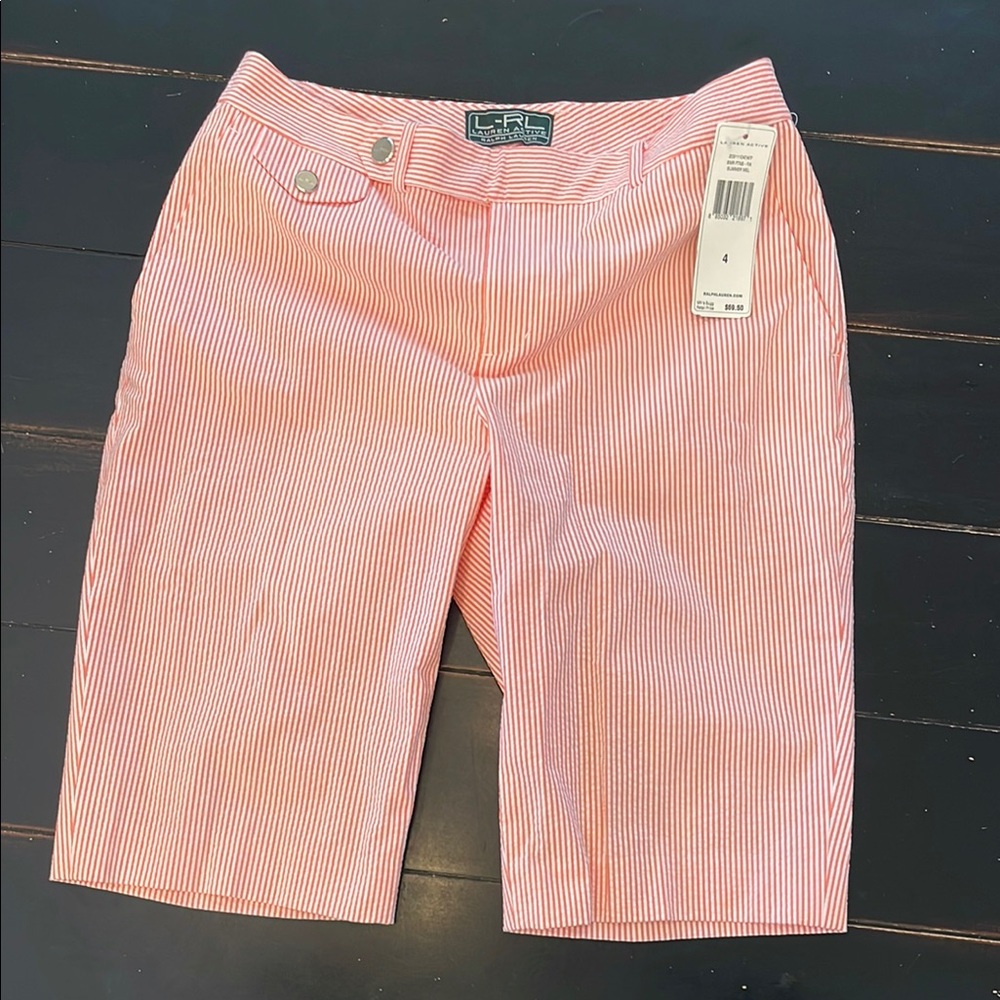NWT Active Ralph Lauren Summer Melon Bermuda Shorts Tailored Style